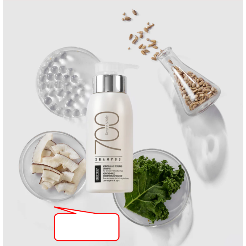 Відновлюючий шампунь для волосся Keratin + Kale 700 Biotop