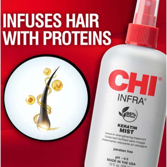 Кондиціонер незмивний зміцнювальний для волосся Keratin Mist Infra CHI 355 мл