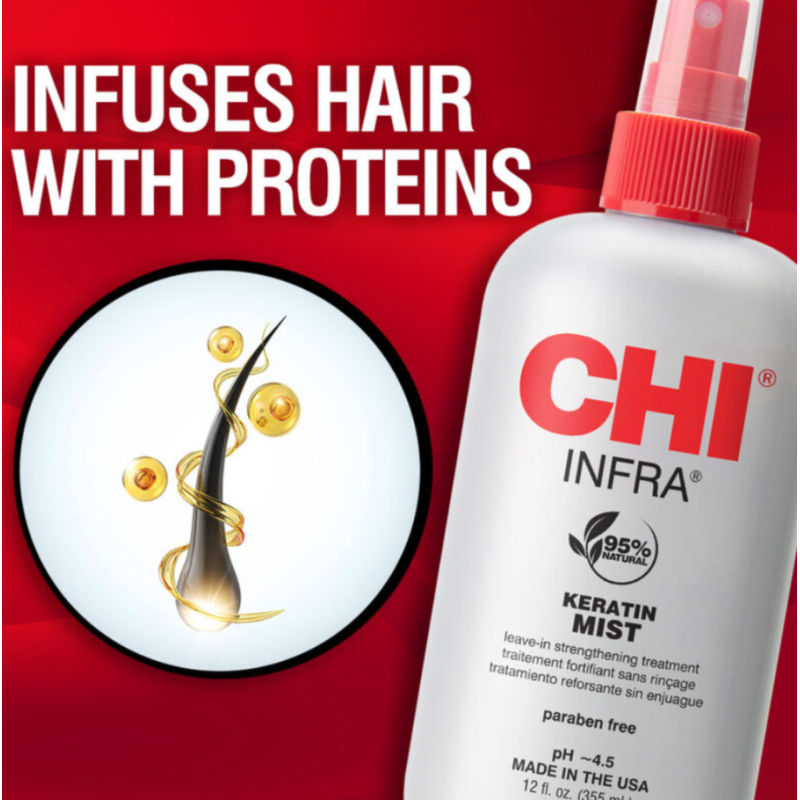 Кондиціонер незмивний зміцнювальний для волосся Keratin Mist Infra CHI 355 мл