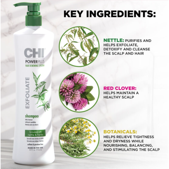 Стимулюючий шампунь-ексфоліант Power Plus Exfoliate CHI