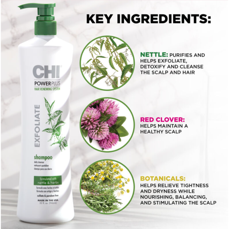 Стимулюючий шампунь-ексфоліант Power Plus Exfoliate CHI