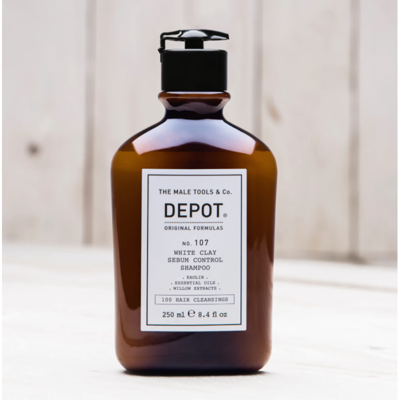 Нормализующий шампунь для волос против жирности No.107 White Clay Sebum Control Shampoo DEPOT 250 мл