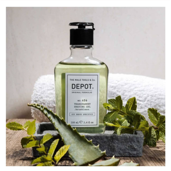 Гель для бритья без пены No.406 Transparent Shaving Gel DEPOT 100 мл