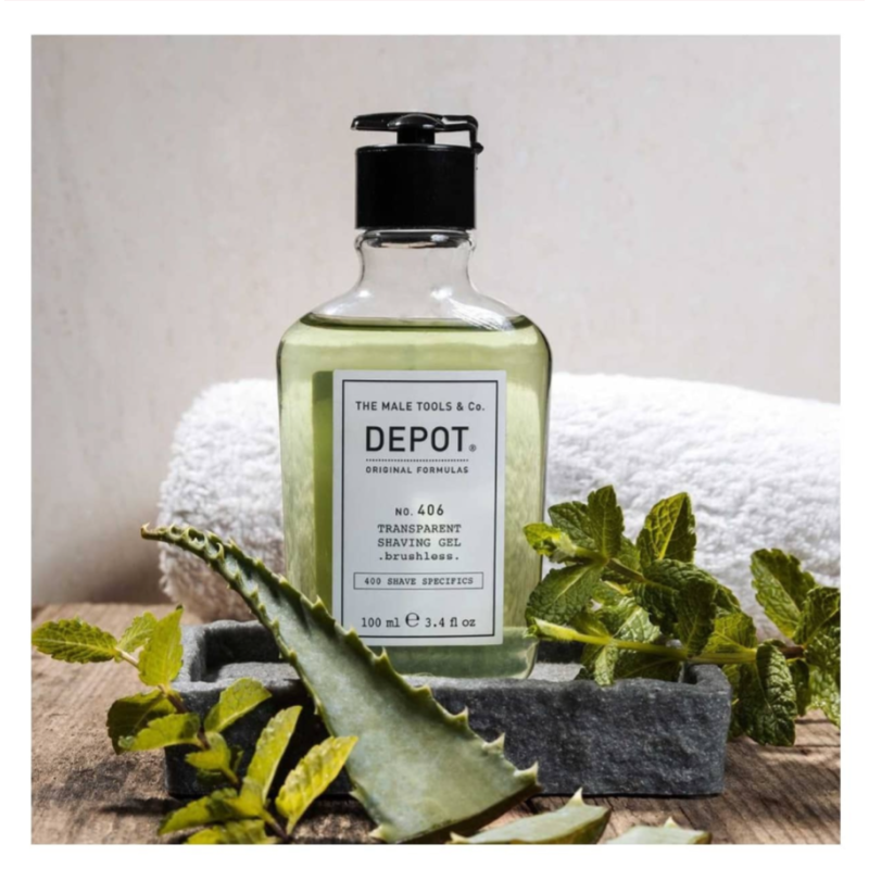 Гель для бритья без пены No.406 Transparent Shaving Gel DEPOT 100 мл