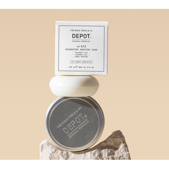 Мыло твердое для традиционного бритья No.412 Hydrating Shaving Soap DEPOT 100 г