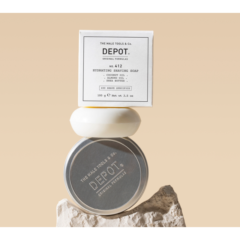 Мыло твердое для традиционного бритья No.412 Hydrating Shaving Soap DEPOT 100 г