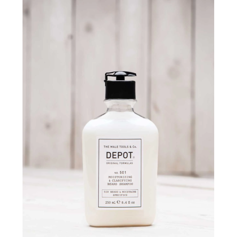 Очищаючий та зволожуючий шампунь для бороди No.501 Clarifying Beard Shampoo DEPOT 250 мл Очищаючий та зволожуючий шампунь для бороди No.501 Clarifying Beard Shampoo DEPOT 250 мл
