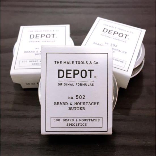 Живильне та пом’якшувальне масло для бороди та вусів No.502 Beard Moustache Butter DEPOT 30 мл