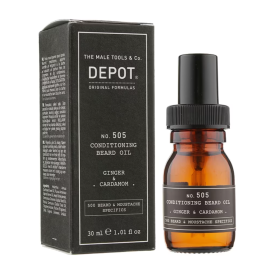 Кондиціонуюча та ароматизована олія для бороди No.505 Conditioning Beard Oil Ginger Cardamon DEPOT 30 мл