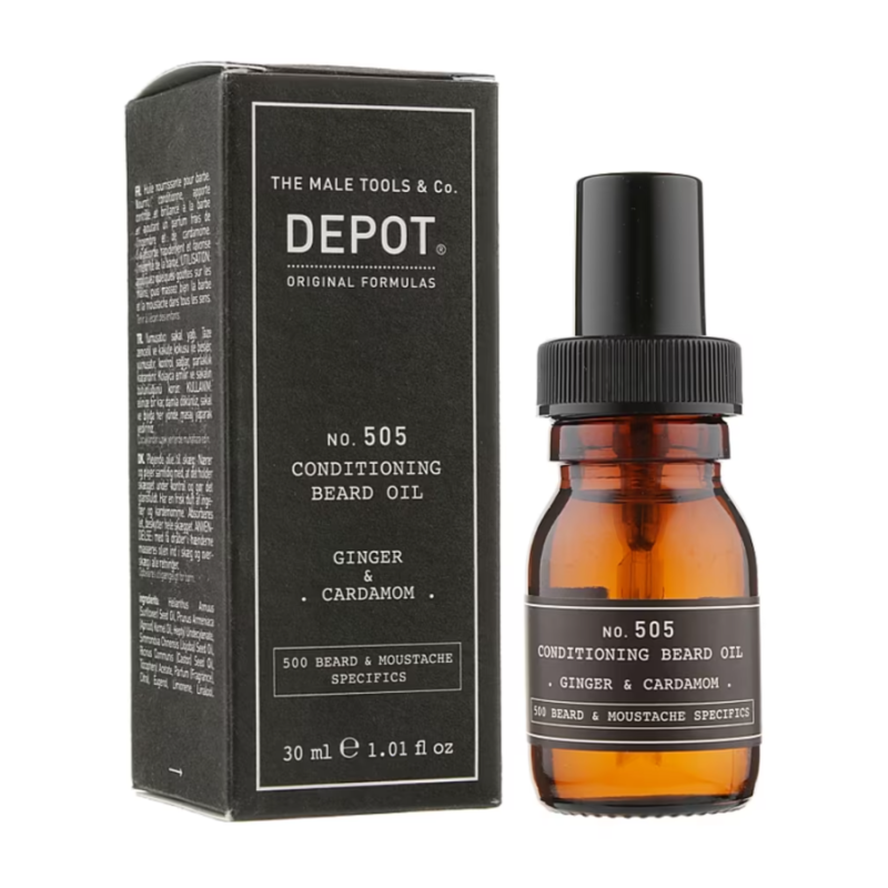 Кондиціонуюча та ароматизована олія для бороди No.505 Conditioning Beard Oil Ginger Cardamon DEPOT 30 мл Кондиціонуюча та ароматизована олія для бороди No.505 Conditioning Beard Oil Ginger Cardamon DEPOT 30 мл