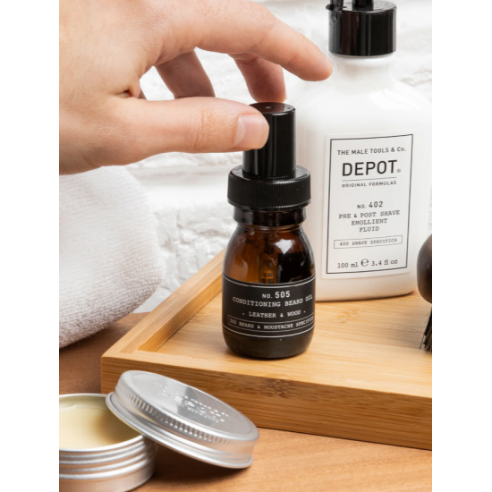 Кондиціонуюча та ароматизована олія для бороди No.505 Conditioning Beard Oil Ginger Cardamon DEPOT 30 мл