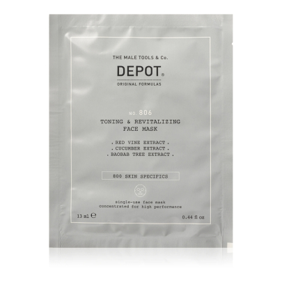 Маска тонізуюча для обличчя та шиї No.806 Toning Revitalizing Face Mask №12 DEPOT 13 мл