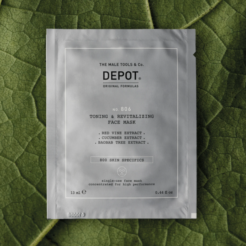 Маска тонізуюча для обличчя та шиї No.806 Toning Revitalizing Face Mask №12 DEPOT 13 мл