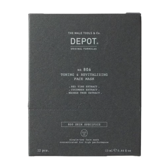 Маска тонізуюча для обличчя та шиї No.806 Toning Revitalizing Face Mask №12 DEPOT 13 мл