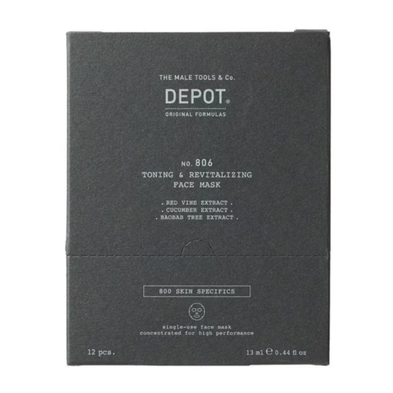 Маска тонізуюча для обличчя та шиї No.806 Toning Revitalizing Face Mask №12 DEPOT 13 мл