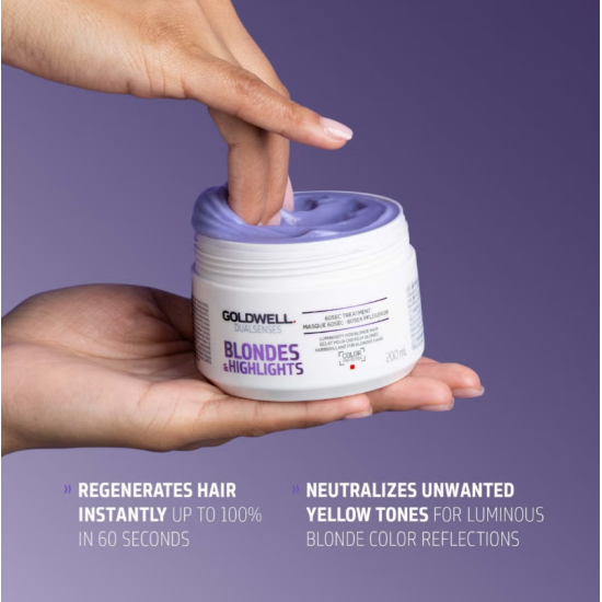 Маска анти-желтая для восстановления осветленных волос Dualsenses Blondes Highlights Goldwell