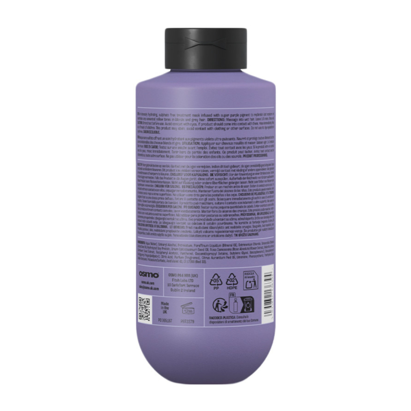 Маска проти жовтизни пофарбованого світлого та натурального волосся Super Silver New Osmo 400 мл